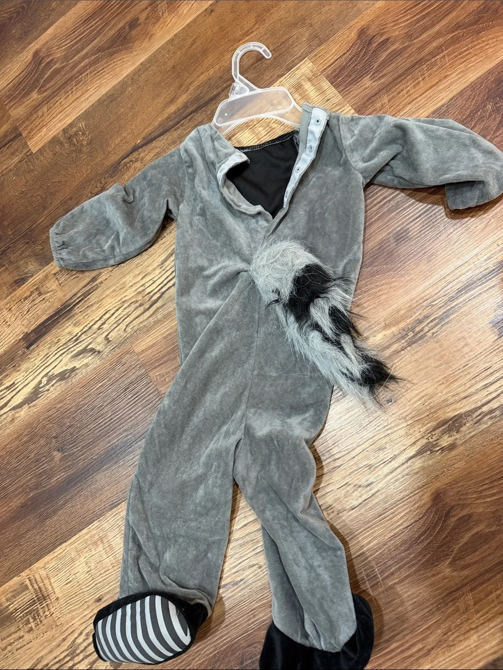 Spirit Gray and Black Raccoon Kids One-Piece Footie Costume